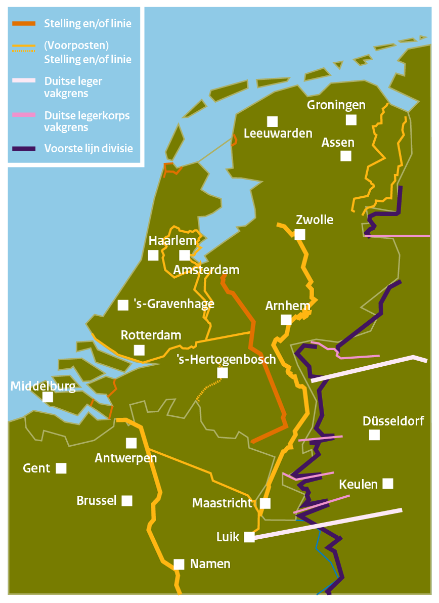 Kaart Nederlandse linie 10 mei