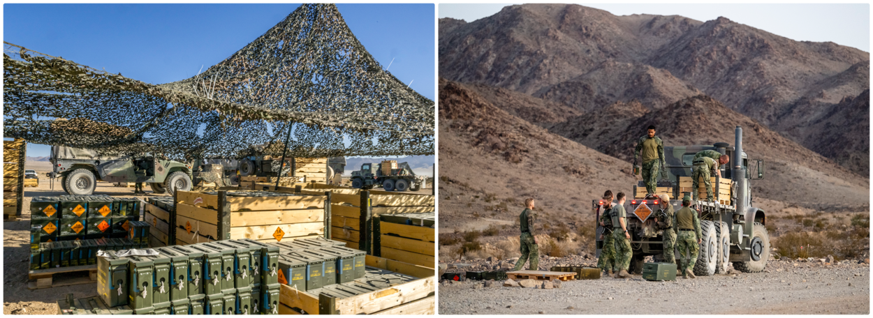 Het 20e Combat Service Support Squadron in actie tijdens de Live Fire Tactical Training bij Twentynine Palms in de Verenigde Staten.