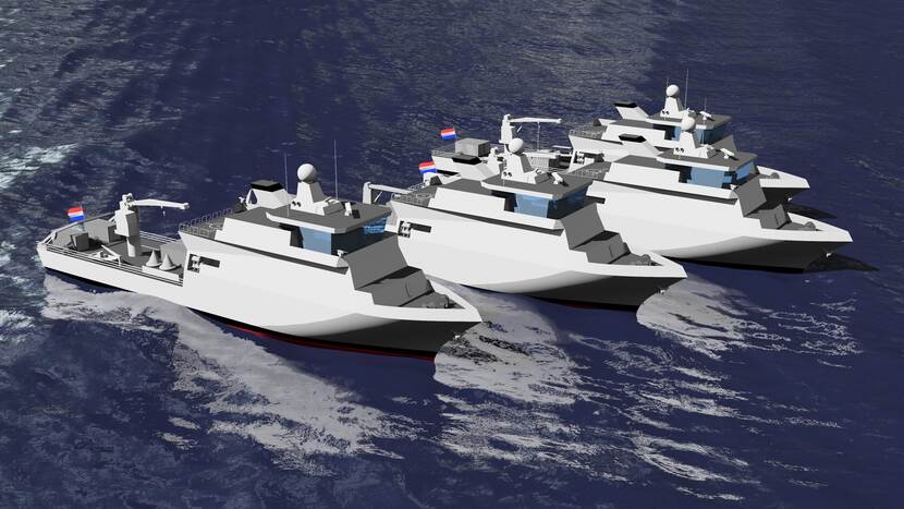 Kesan seniman terhadap kapal bantu baru Angkatan Laut.