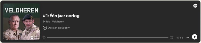 Schermafbeelding van de ‘podcastplayer’ op Spotify.