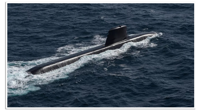 Beeld van de toekomstige Nederlandse onderzeebootklasse op zee.