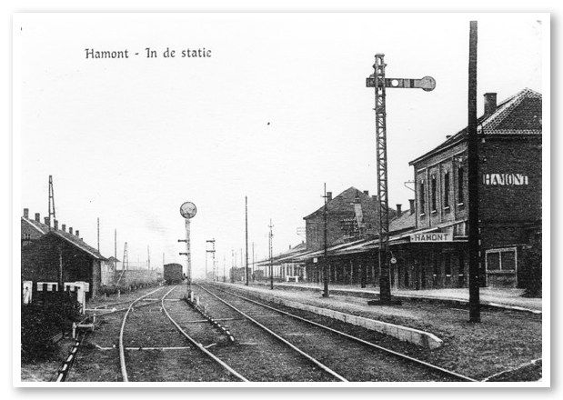 Ansichtkaart van het station van Hamont in 1918 voor de ramp.