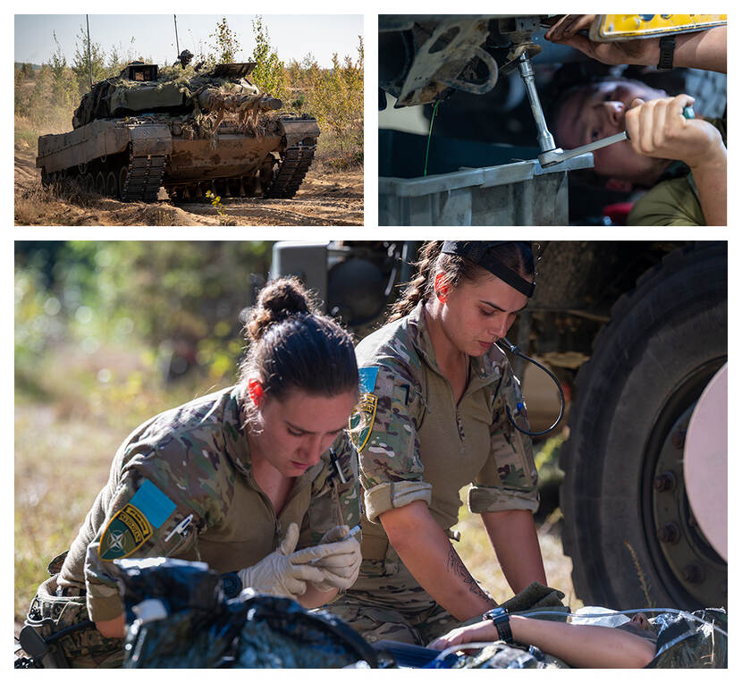 Tank, herstel en geneeskundig personeel