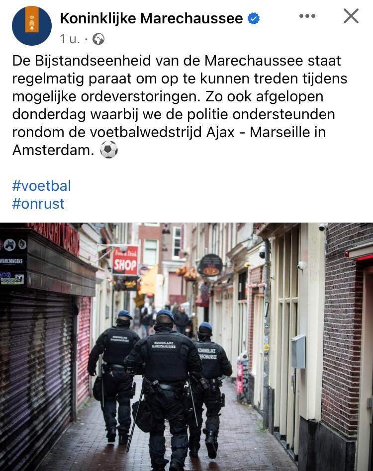 facebookbericht over de Marechaussee.