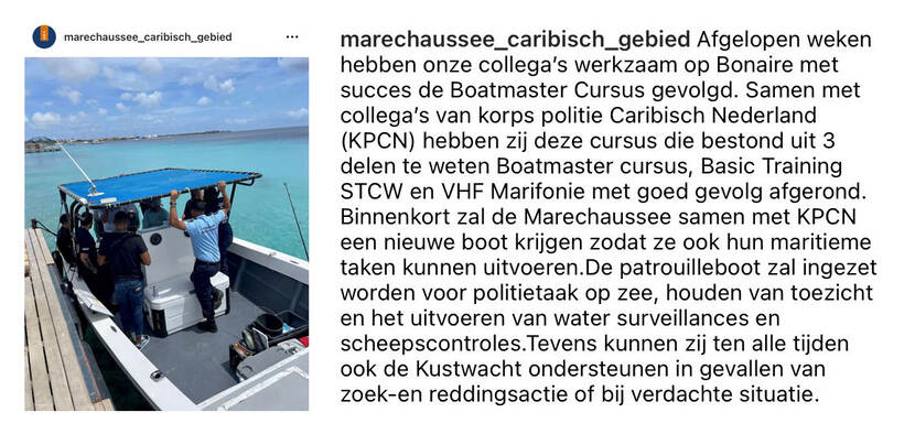 instagrambericht over de Marechaussee.