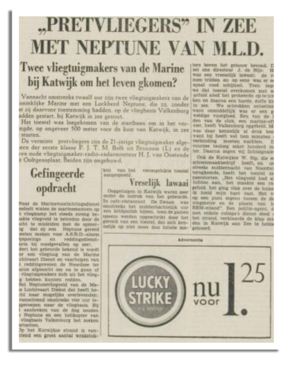 Knipsel uit de toenmalige Leidsche Courant van 23 januari 1965 (kopie leiden.courant.nu)