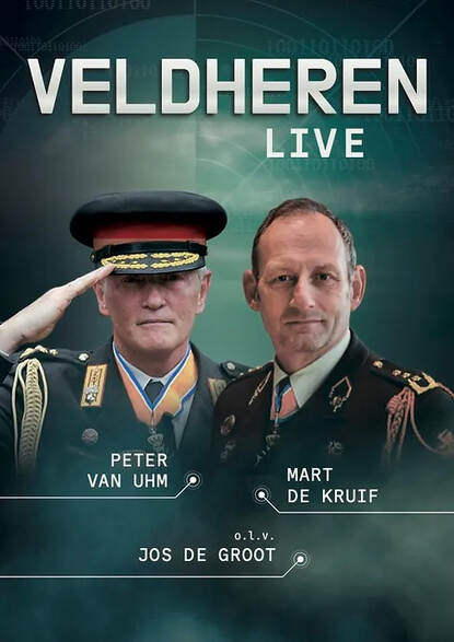 Poster met de gezichten van De Kruif en Van Uhm voor de theaterreeks.