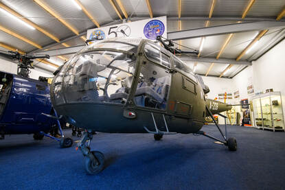 Alouette III A-208 in het Alouette Museum in Barneveld.