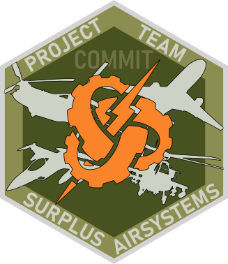 ALT-tekst: Het embleem van Project Afstoting Luchtvaartsystemen met daarop de tekst: COMMIT Project Team Surplus Airsystems.